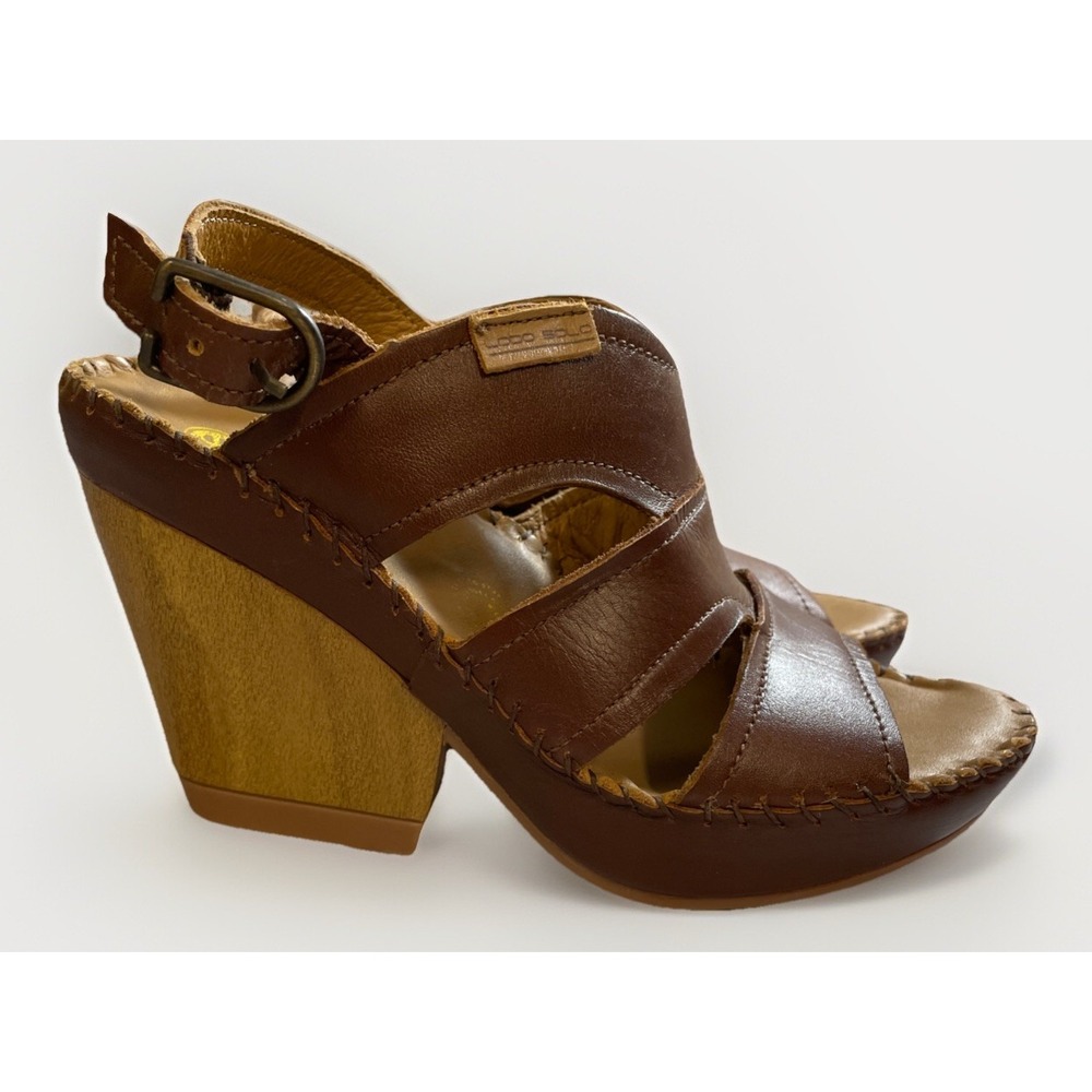 solo Brown Leather Wedge Sandals